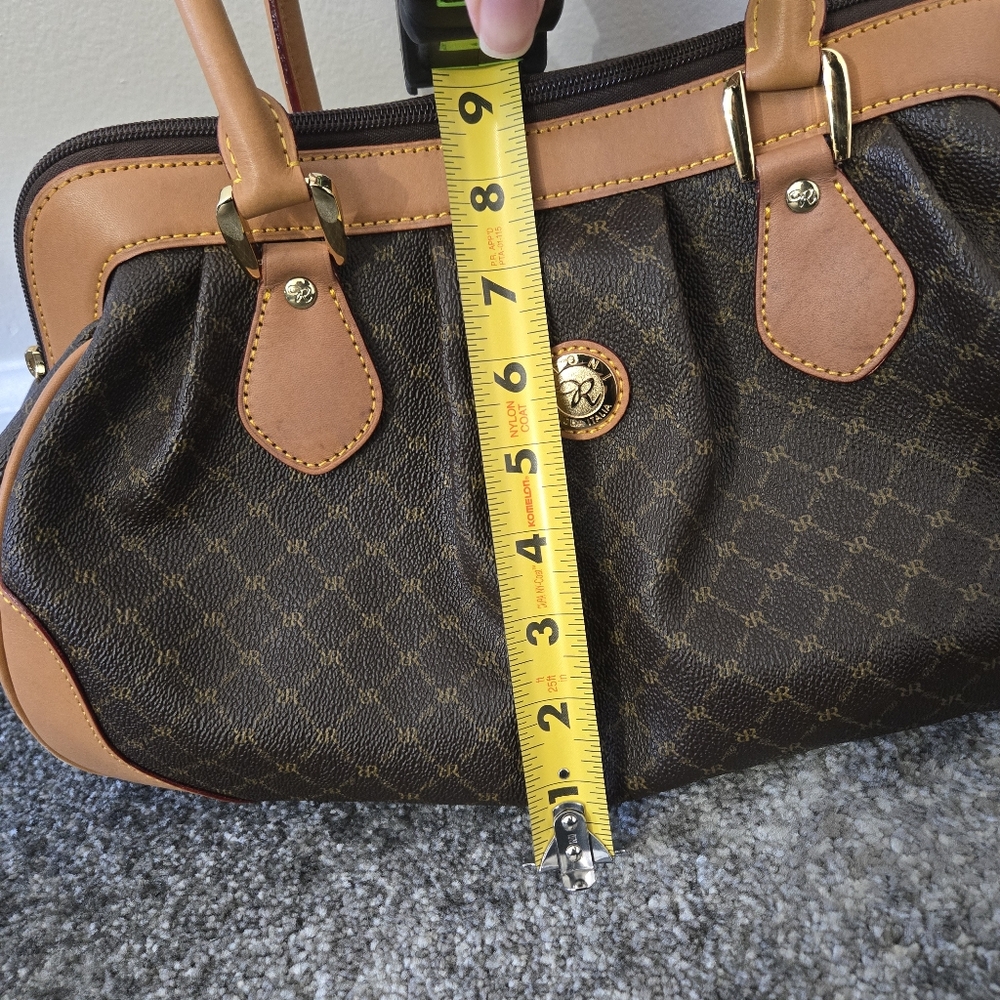 Rioni leather and coated canvas shoulder satchel, EUC - Picture 8 of 16